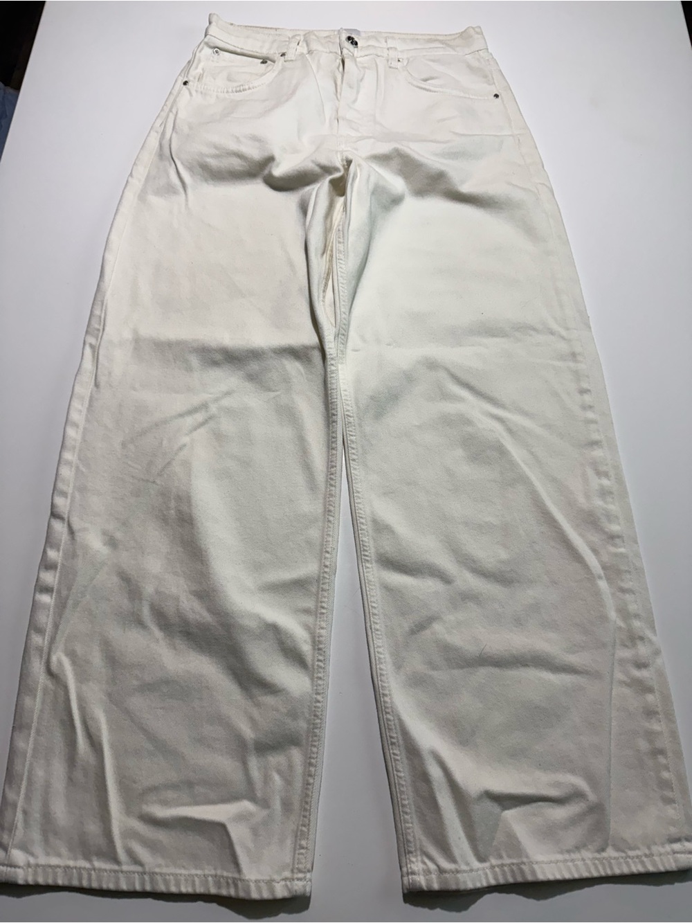 Anine Bing Wide Leg Cream Denim Jeans